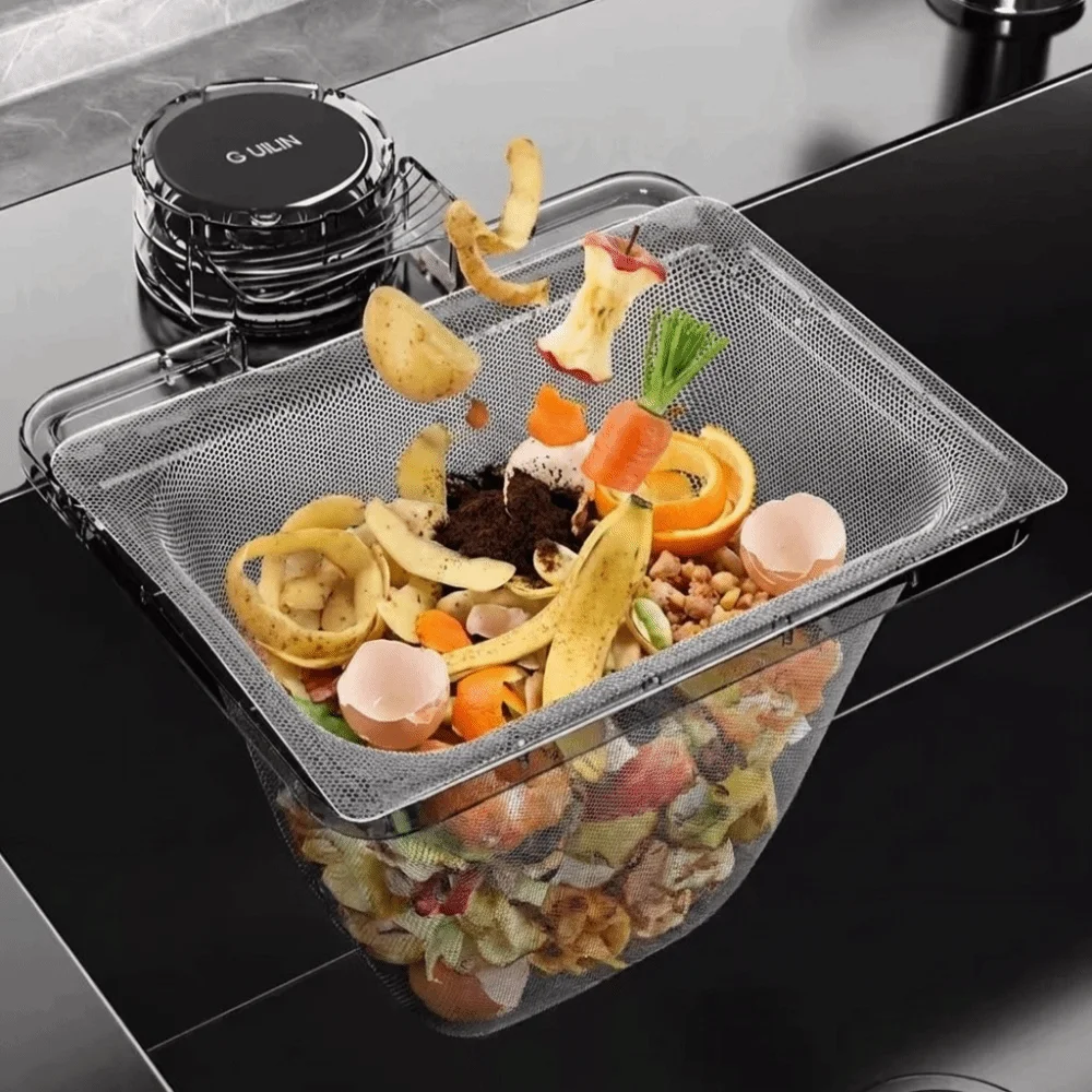 Suction Cup Kitchen Sink Filter Anti Clogging Multi-Purpose Sink Drainage Basket Leftovers Prevent Easy Clean Hanging Net Frame