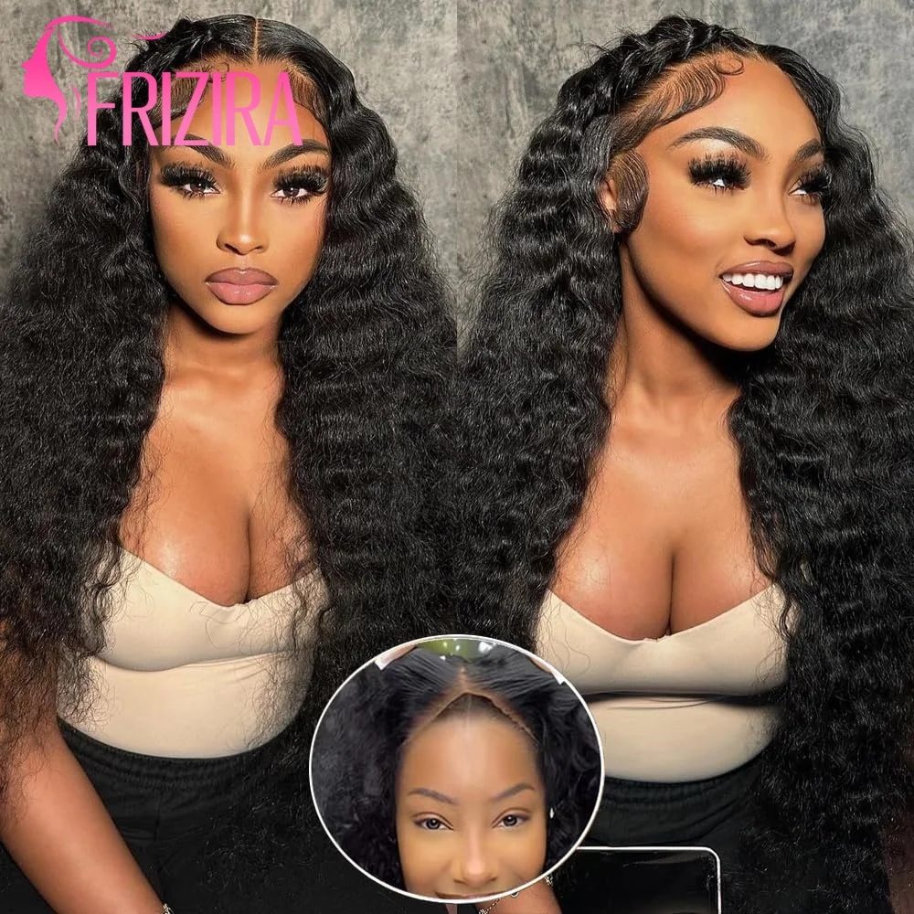 

Парик из натуральных волос Deep Wave 4x4 5x5 Lace Front Wig Wear And Go Бесклеевой парик из человеческих волос для женщин Предварительно выщипанные Предварительно вырезанные кружевные готовые к ношению вьющиеся продажи