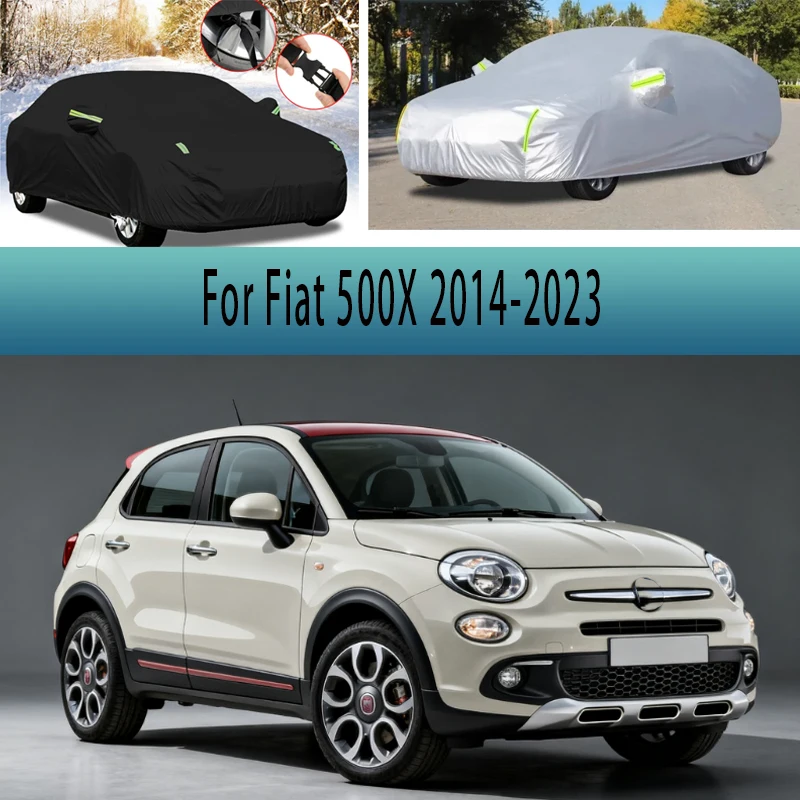

For Fiat 500X 2014-2023 2022 2021 2020 2019 Outdoor Protection Full Car Covers Snow Cover Sunshade Waterproof Dustproof Exterior