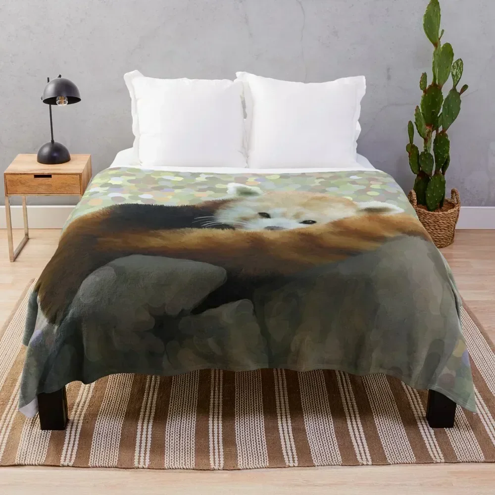

Tired Red Panda Throw Blanket Reusable Durable Soft Blanket for All Seasons