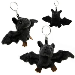 Simulated Animal Black Bat Pendant Bag Decoration Key Ring Chain Wild Nature Zoo Fly Mouse Plush Toy Stuffed Doll Girl Boy Gift