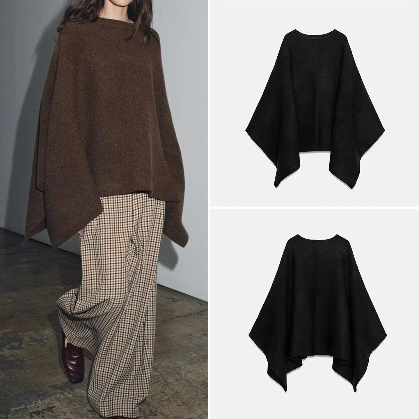 

Ele вязаный плащ для женщин, повседневное осеннее новое поступление, брендовая женская внутренняя одежда Z, обычная длина