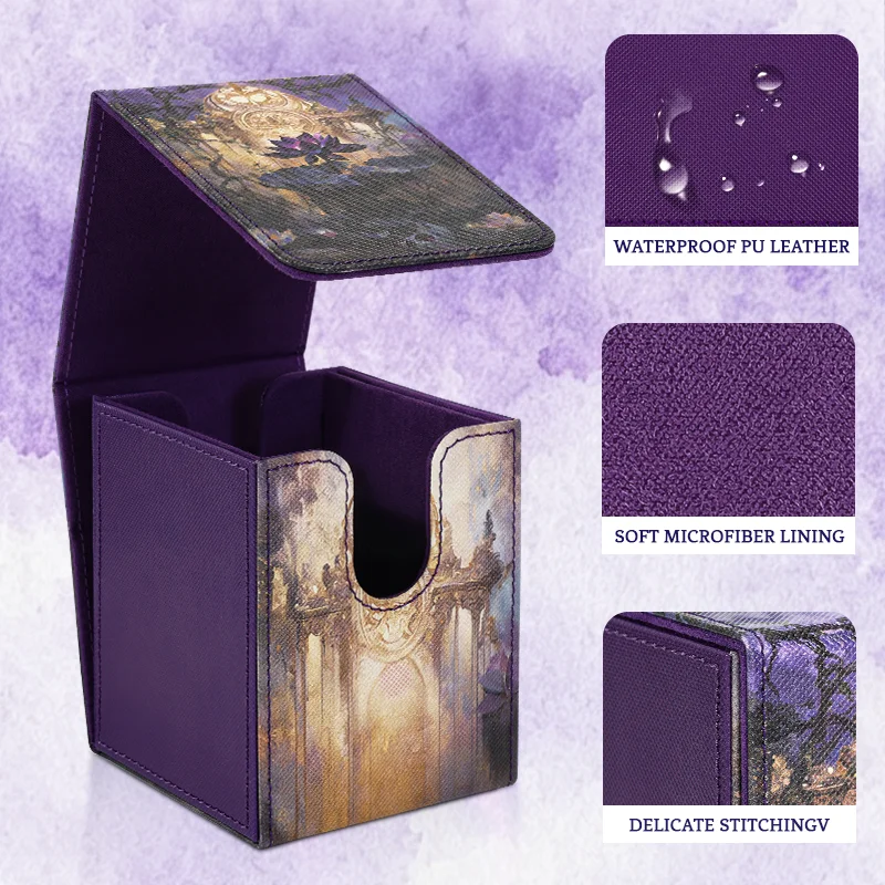 Kartenbox mit Sichtfenster, patentiertes Design, fasst über 100 doppelt eingeschlagene Karten mit 4 Trennwänden, PU-Leder-Kartenbox – Detail 3