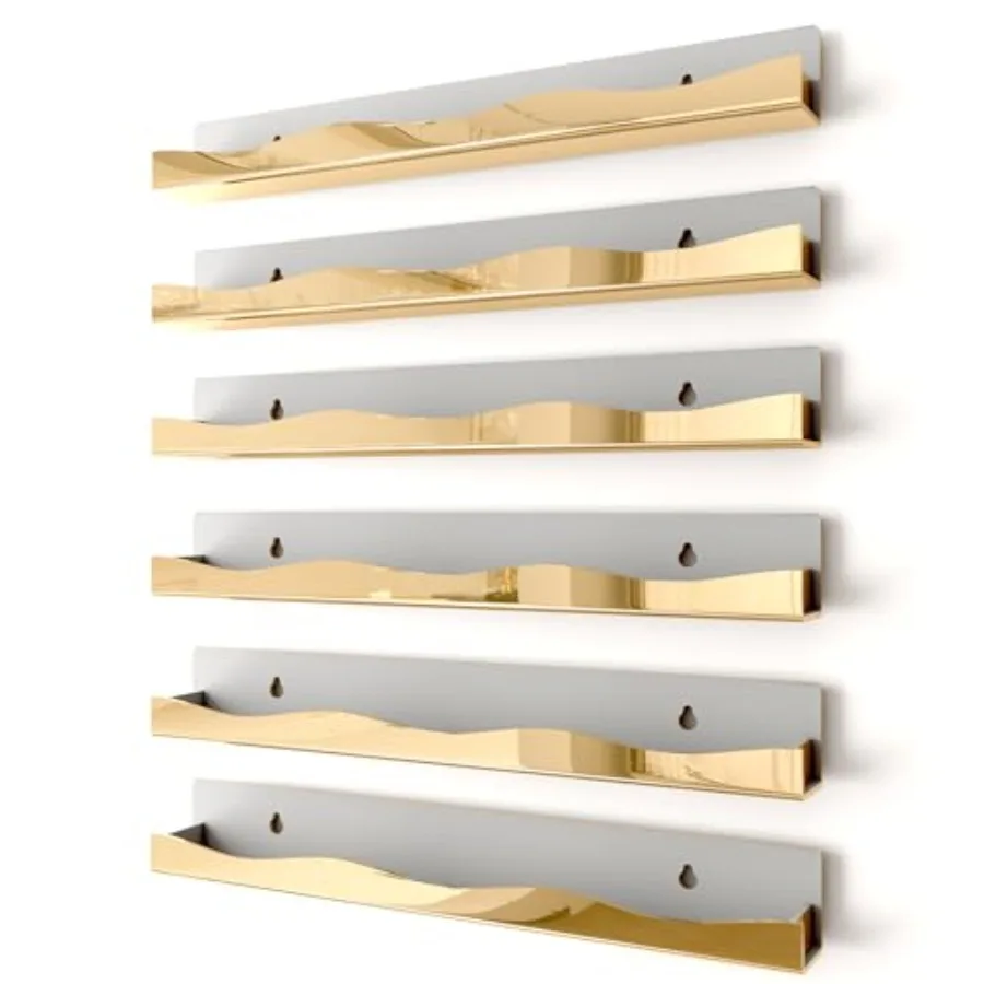 Wall-Mounted Nail Polish Organizer Rack 15-Inch Gold Mirror Finish Nail Polish Shelf Makeup Beauty Essentials Storage Multi-Pur