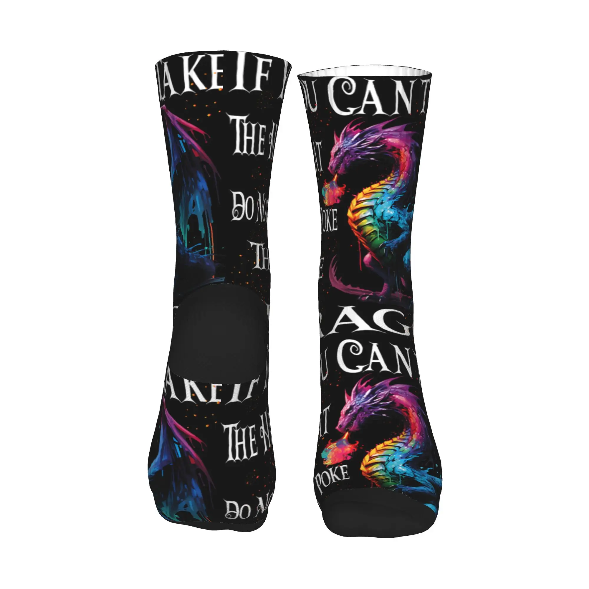 تحلق مخلوق أسطوري كول التنين لهب نحب التنين الجوارب الرسم مكافحة الرجال الجوارب متوسطة لينة الخريف العصرية الجري الجوارب #3