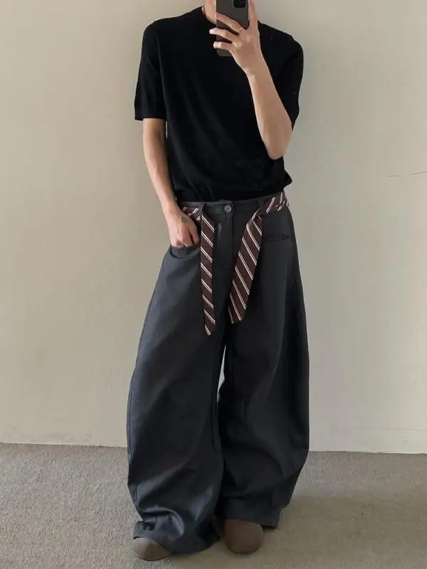 

Широкие брюки в стиле ретро, мужские и женские свободные повседневные брюки длиной до пола, прямой крой, на молнии, со средней талией, молодежный Sle