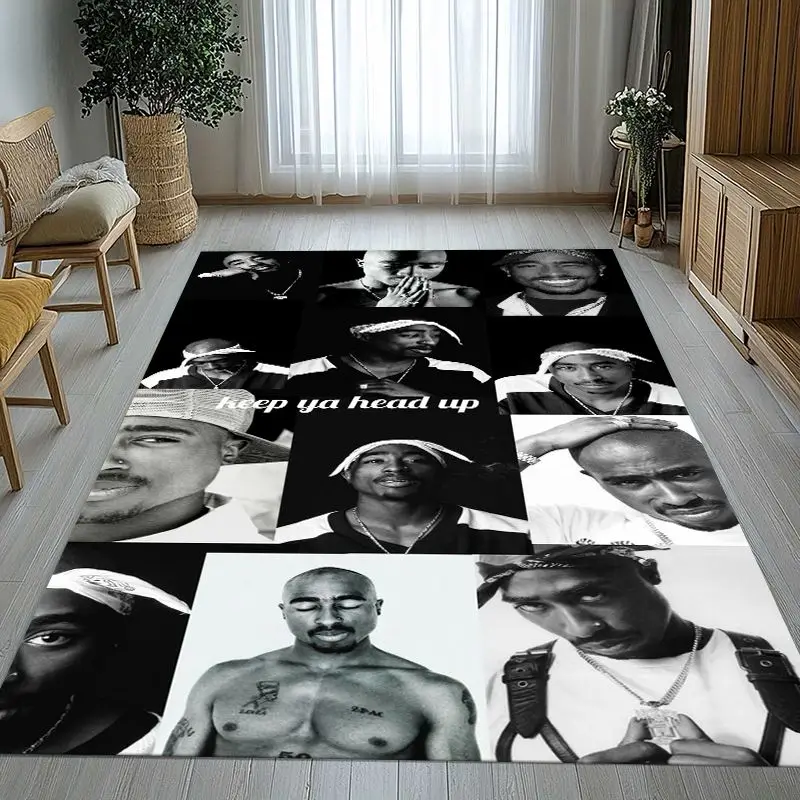 Vintage Tupac 2Pac West Coast Rap Legend Soft Non-Slip Large Area Rug for Living Room,Bedroom Carpet Mat for Sofa,Home Decor