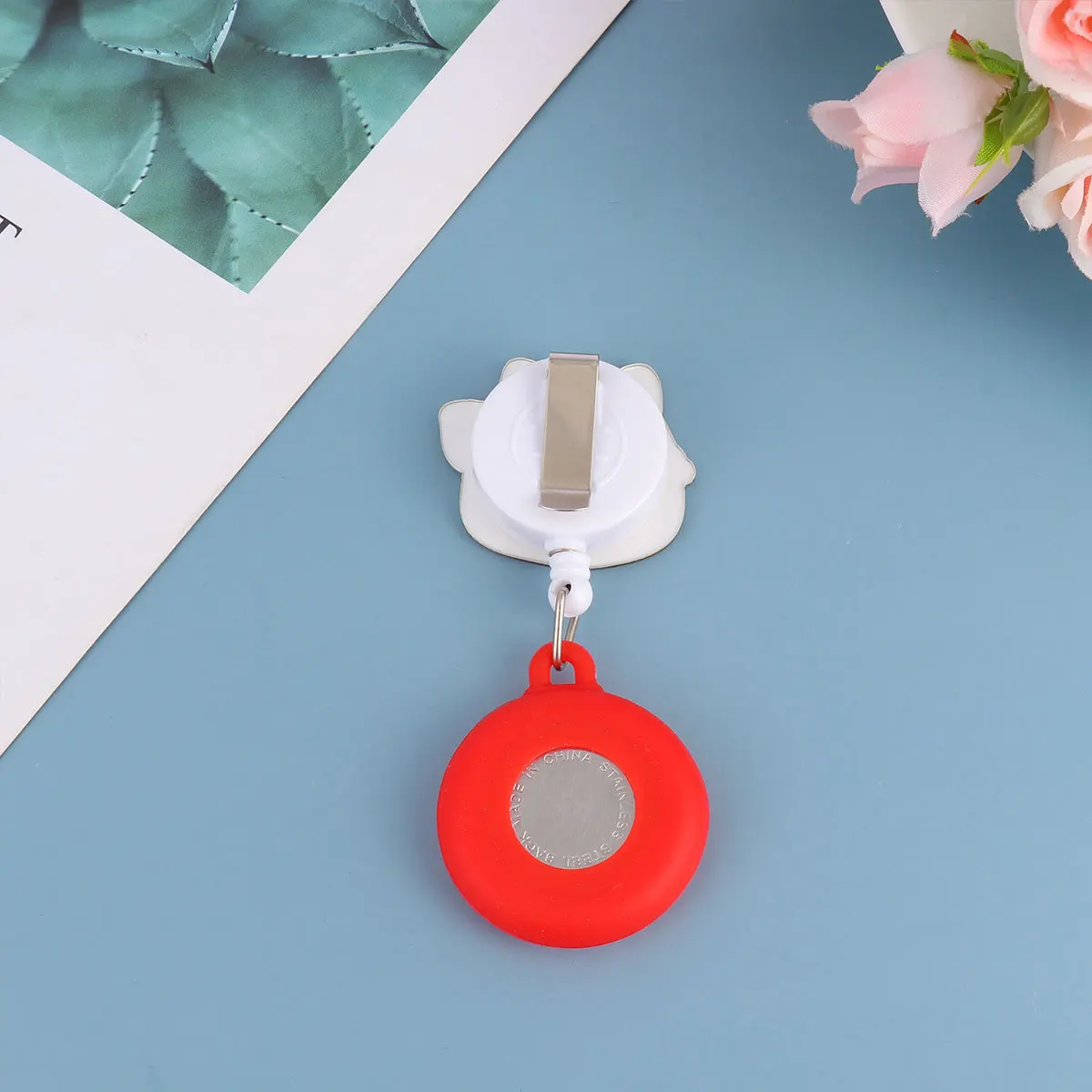 DEARMAMY Nurse Pocket Watch for Women Retractable Lanyard Brooch Red Hanging Timepiece with Chain Senior Nurse Gift