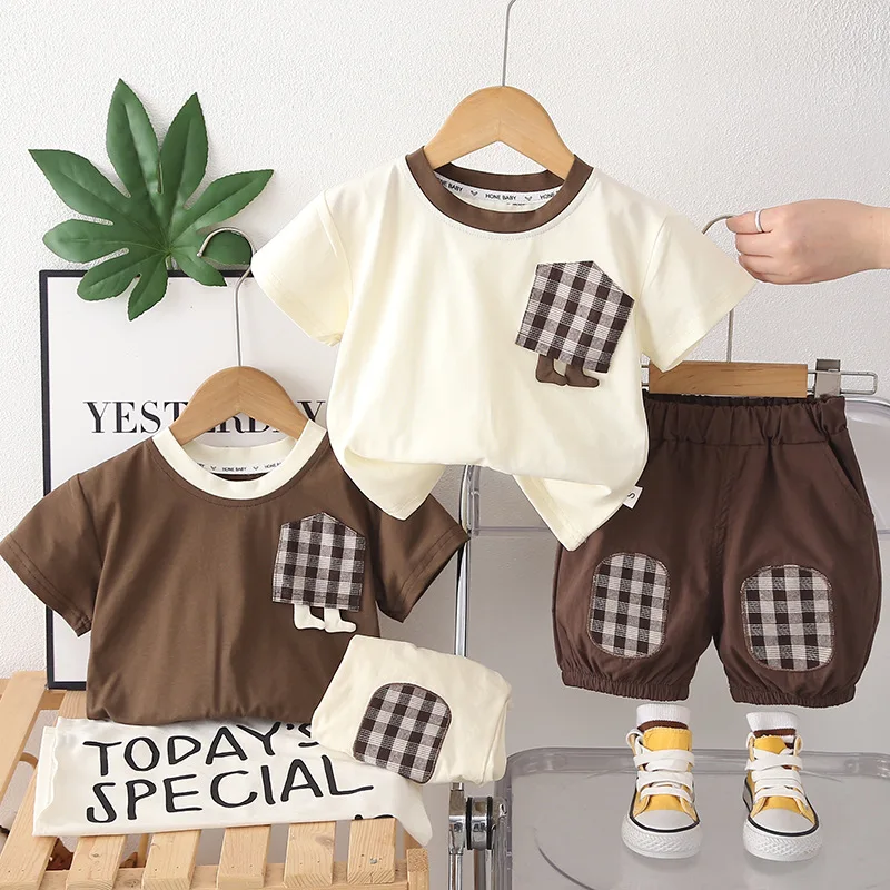 

Комплекты одежды для мальчиков, лето 2026, детские хлопковые футболки, короткие штаны, шорты из 2 предметов, костюм для малышей, спортивные костюмы, детская одежда для малышей 5 лет