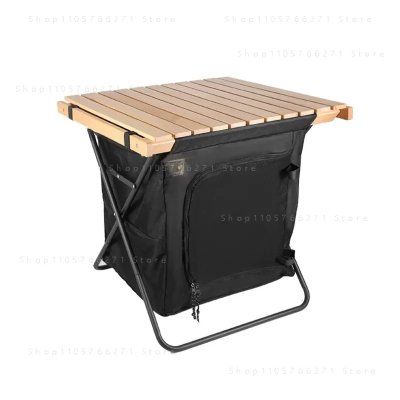 Outdoor Foldable Locker - Solid Wood Dual-Purpose Table Cabinet, Portable Large-Capacity Storage for Camping