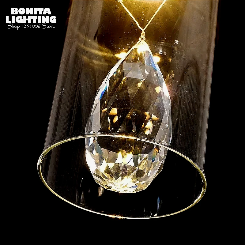 Single Head Luxury K9 Crystal Modern Chandelier Sparkling Jewelry Diamond Droplight Bedside Resturant Glass Led Pendant Lamp
