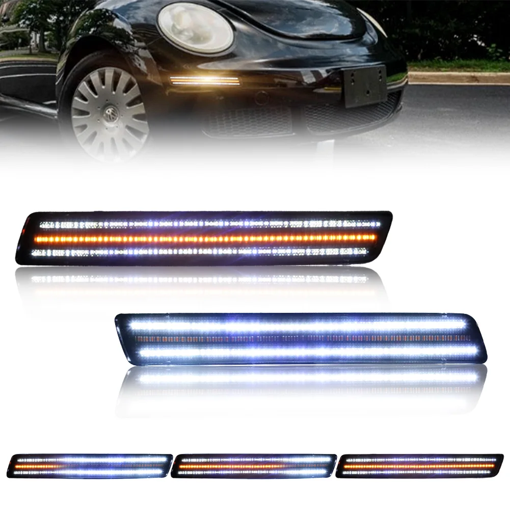 

2X Front Bumper Parking Light Turn Signal Light DRL Daytime Running Light W/LED For 2006 2007 2008 2009 2010 Volkswagen Beetle