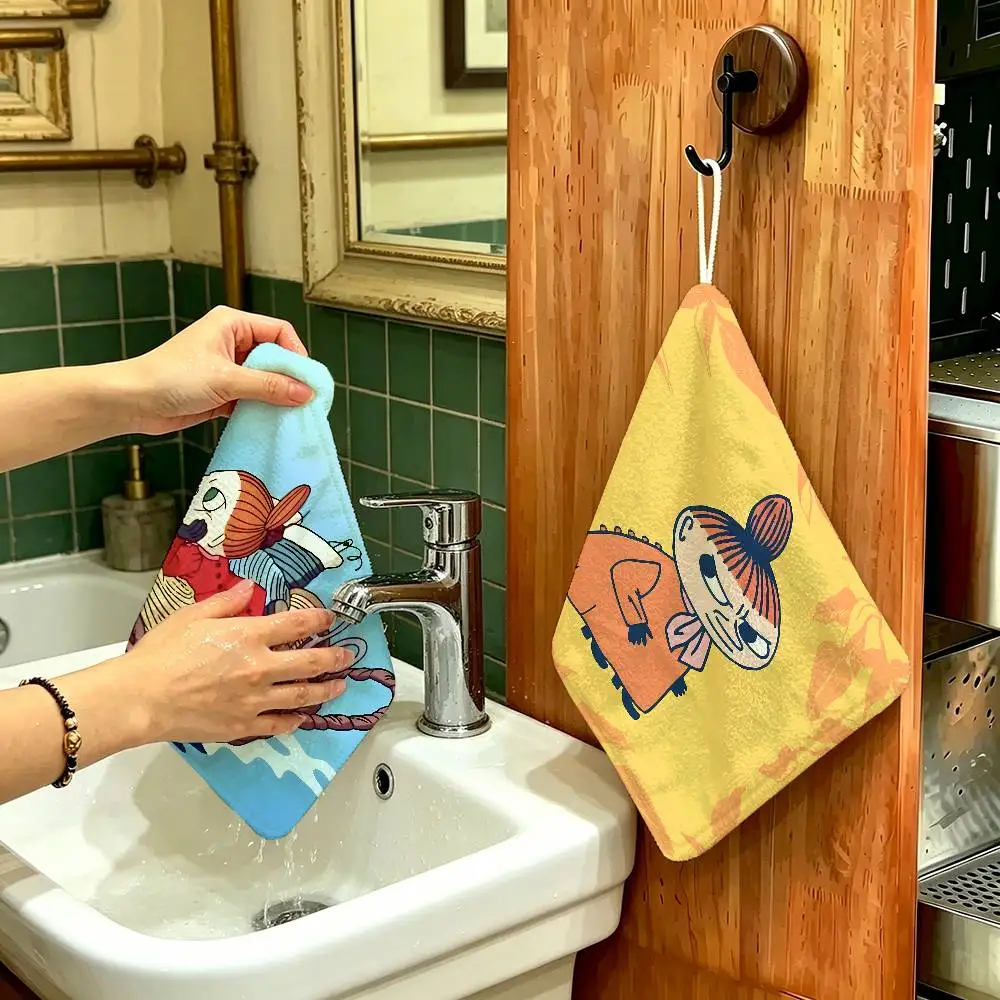 Anime L-LittleS M-My Polyester Cotton Hanging Kitchen Towel, Skin Friendly Hand Wiping Towel for Hotel Cafe Household