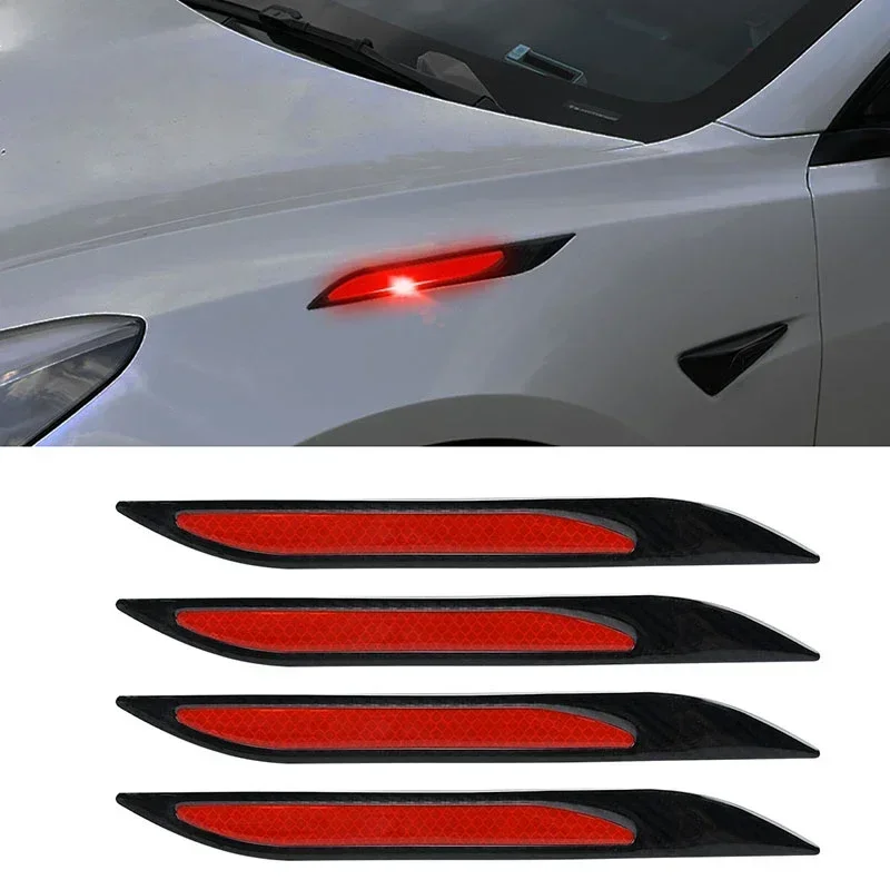 Newest 4Pcs Car Reflective Strips Bumper Protector Carbon Fiber Body Safety Warning Sticker Auto Anti-scratch Tape Auto Styling