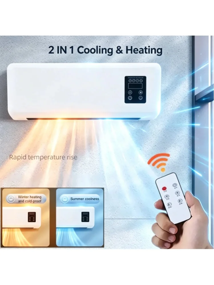 Wandmontierte Klimaanlage 2-in-1 Kühl- und Heizlüfter-Kombination, Smart-App/Fernbedienung, Tragbare Klimaanlage ohne Kanalanschluss