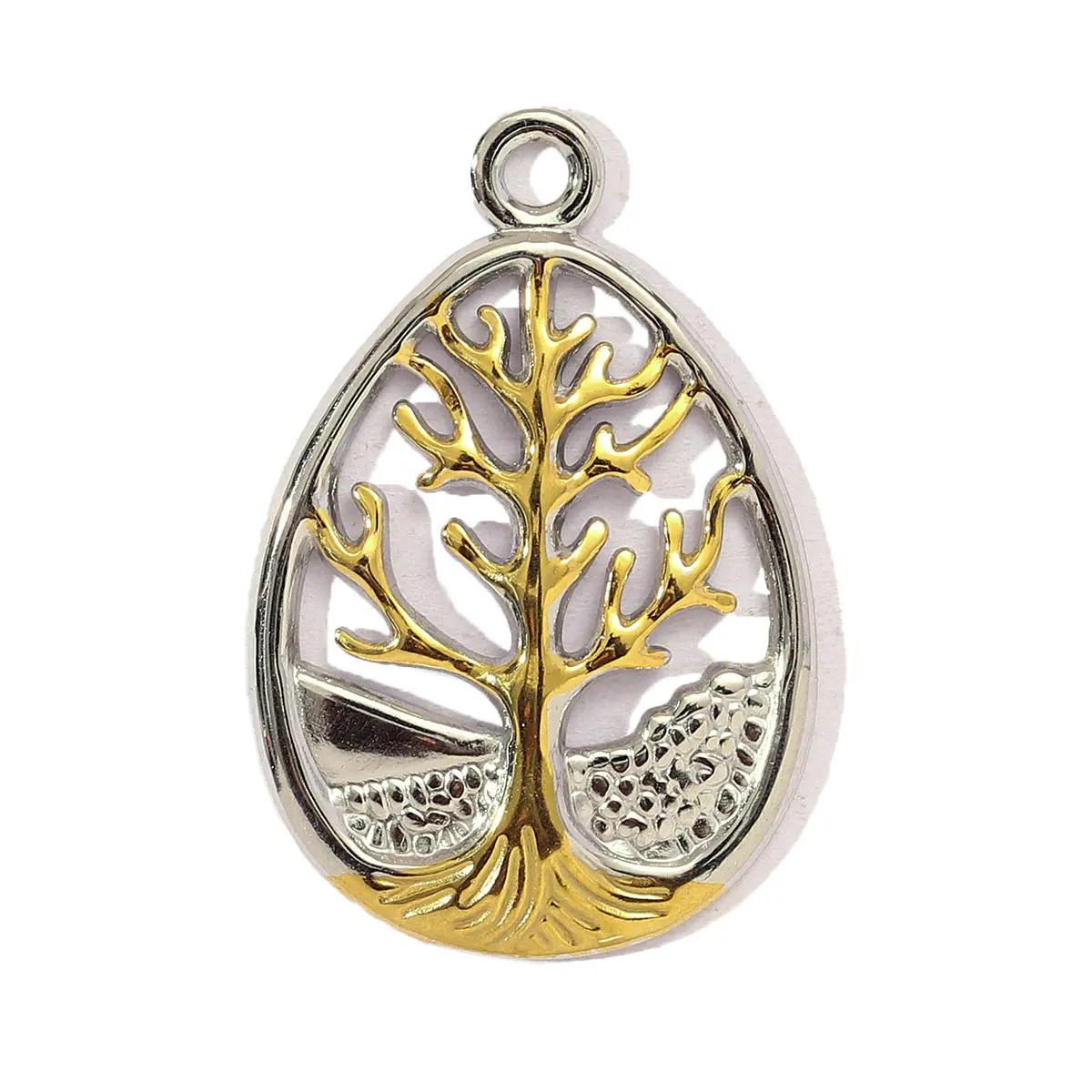 3pcs/Lot French Retro Stainless Steel Two Tone Life Tree Leaf Necklace Pendant Women Shell Star Flower DIY Charms Circel Jewelry - view 6