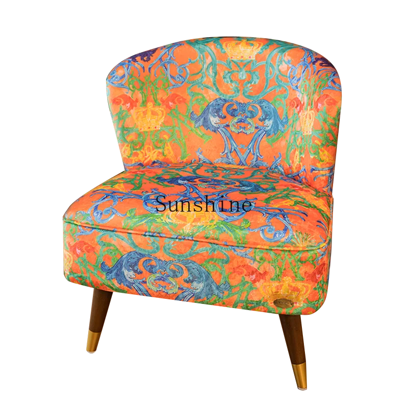 Flowering blue and orange single sofa European retro creative living room balcony single sofa