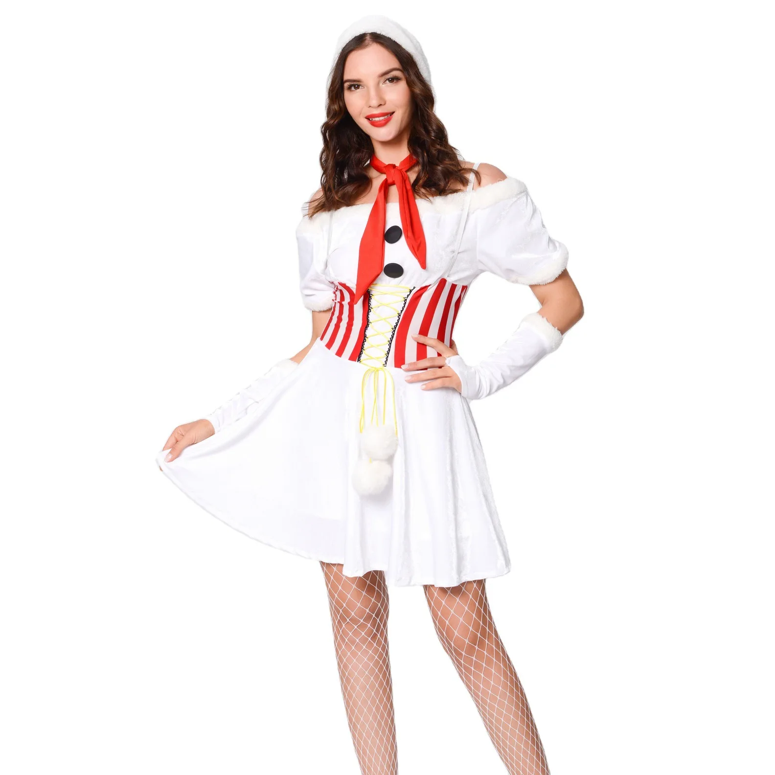 

Snow Man Costume Christmas Dress Women Festival Stage Performance Wear New Year Party Event Cosplay Dress up Clothes