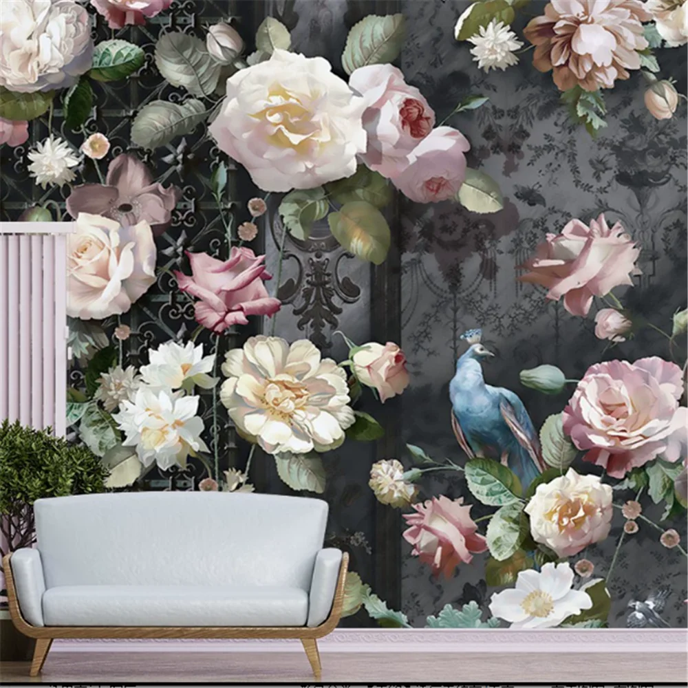 

Custom 3d photo wallpaper modern minimalist Vintage Rose Blossoms wallpapers living room TV background white roses 3d wall paper