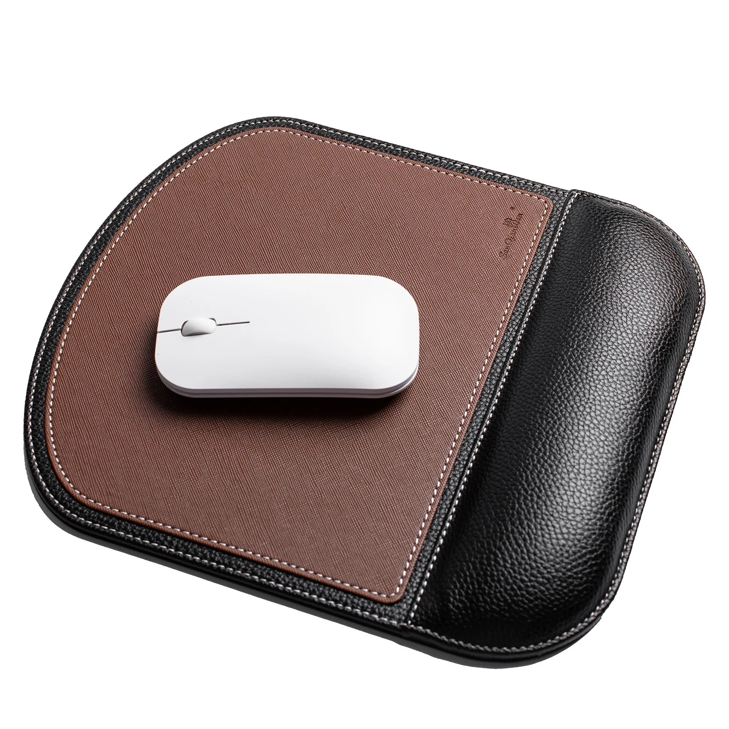 Premium Leather Texture Non-Slip Ergonomic Wrist Rest Mouse Pad Comfortable Mouse Mat Support Pillow Thickened for Office&Gaming