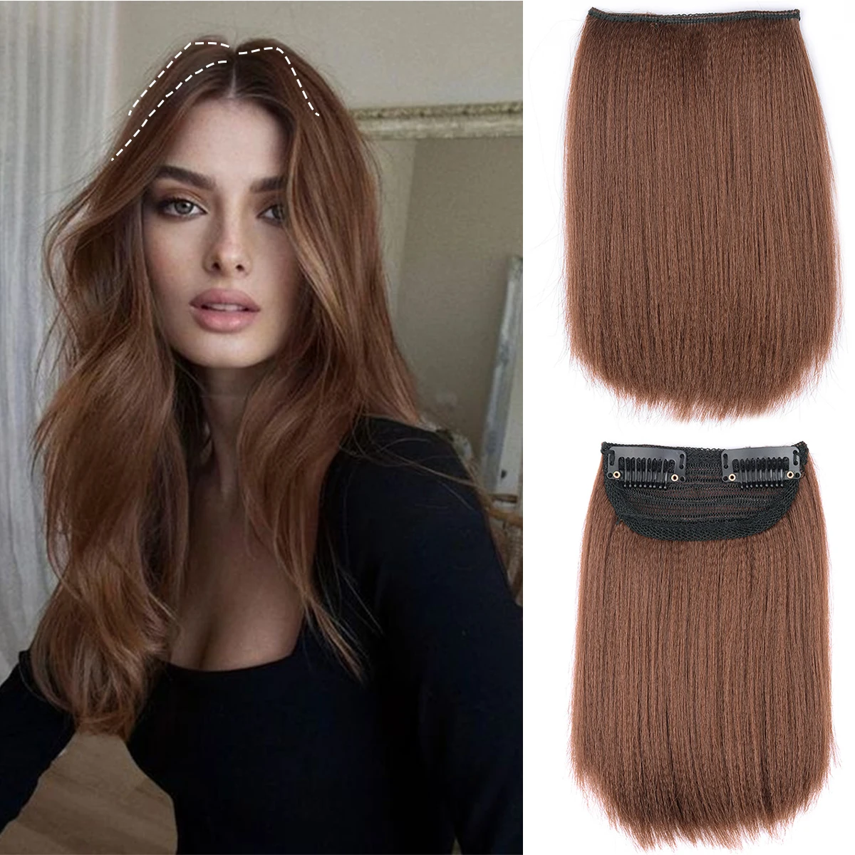 

Synthetic Invisable Seamless Hair Pads Clip In One Piece 2Clips Increase hair volume Hair Extensions Top Side Cover Hairpiece