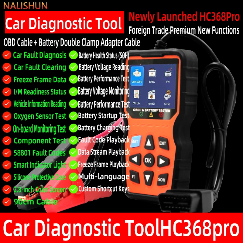 

Автомобильный диагностический сканер OBD2, считыватель кодов неисправностей, тестер напряжения автомобиля, сканер кодов ошибок двигателя, многоязычные автомобильные диагностические инструменты