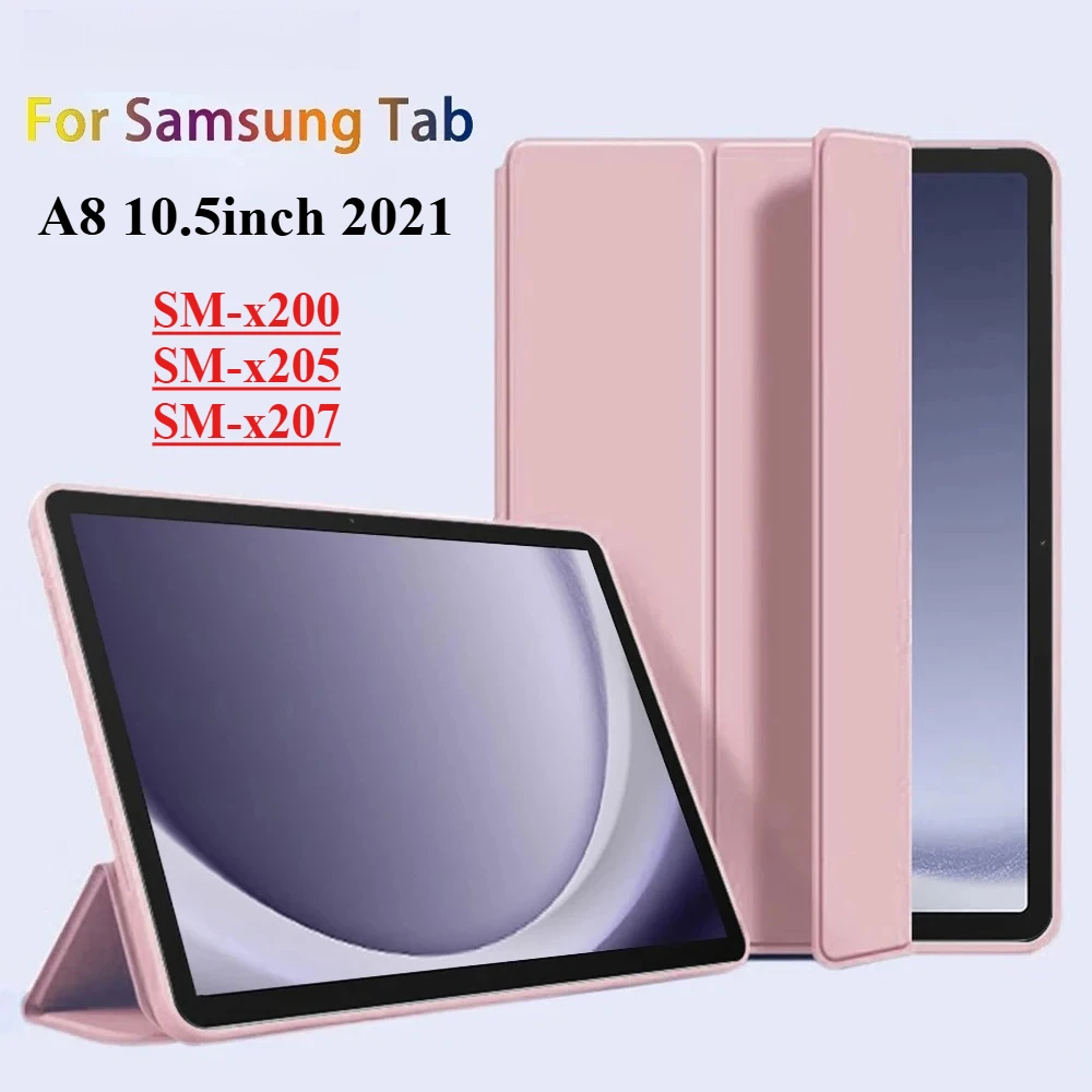 

For Samsung Galaxy Tab A8 Case 10.5inch SM-X200 TPU Tri-Fold Stand Tablet Cases For Galaxy Tab A8 Cover 2021 SM-X205 SM-x207