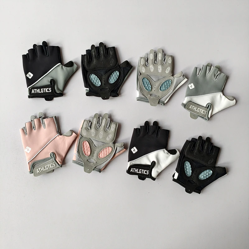 المرأة نصف اصبع قفازات ركوب الدراجات المضادة للانزلاق امتصاص الصدمات تنفس اللياقة البدنية دراجة قفازات للرياضة الصالة الرياضية التدريب ركوب الدراجة