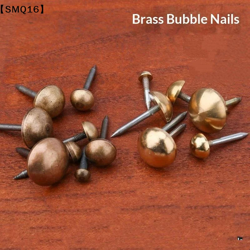 10pcs Upholstery Nails Solid Brass Retro Studs Thumb Tacks Furniture Fastener Vintage Decor Sofa Door 6/8/10/12mm 22mm Long【SMQ】