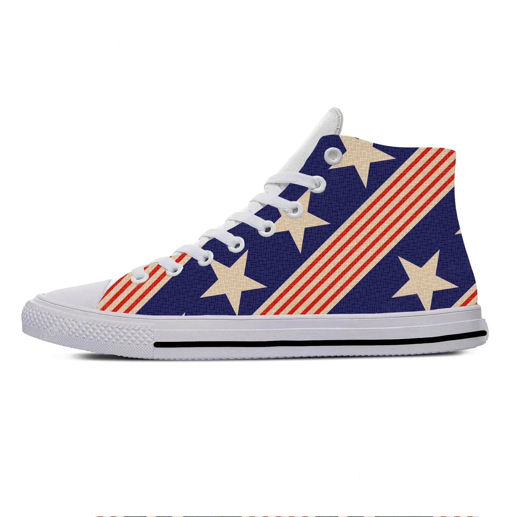 USA American Flag Stars patriotic Fashion cOOL Casual Cloth Shoes High Top Lightweight Breathable 3D Print Men women Sneakers