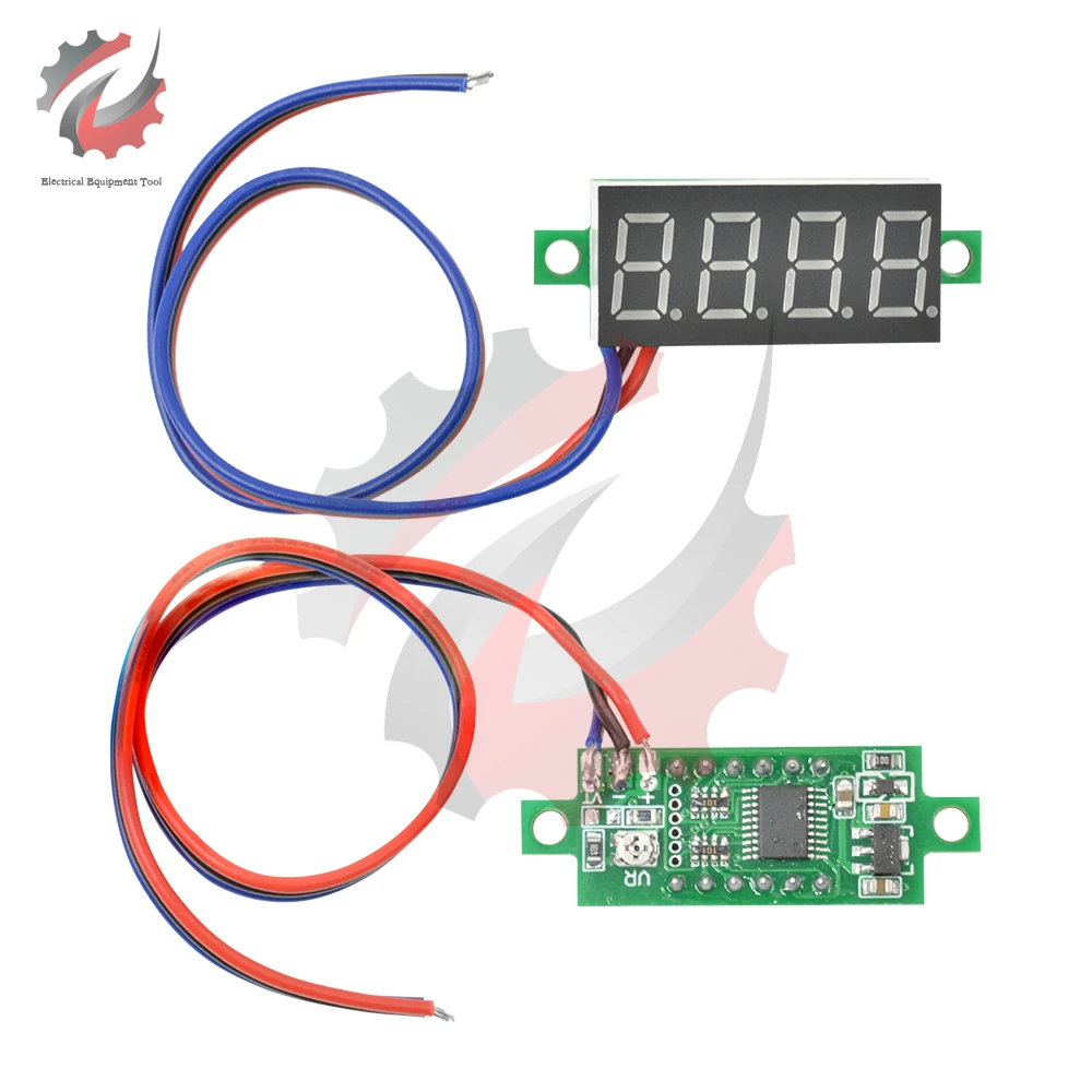 0.36 inch 3 Wires 4 Digit Voltage Meter DC 0-100V Digital Voltmeter Voltage Tester Meter LED Screen Meter Panel Tester