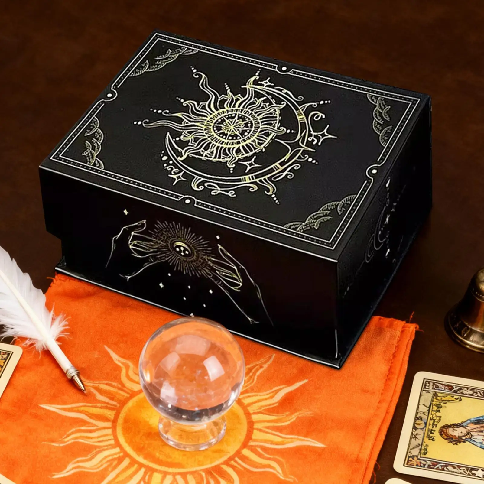 

Коробка для карт Таро, магнитная крышка, эргономичный легкий органайзер, чехол для игральных карт для демонстрации в помещении и на открытом воздухе, ювелирные изделия на память