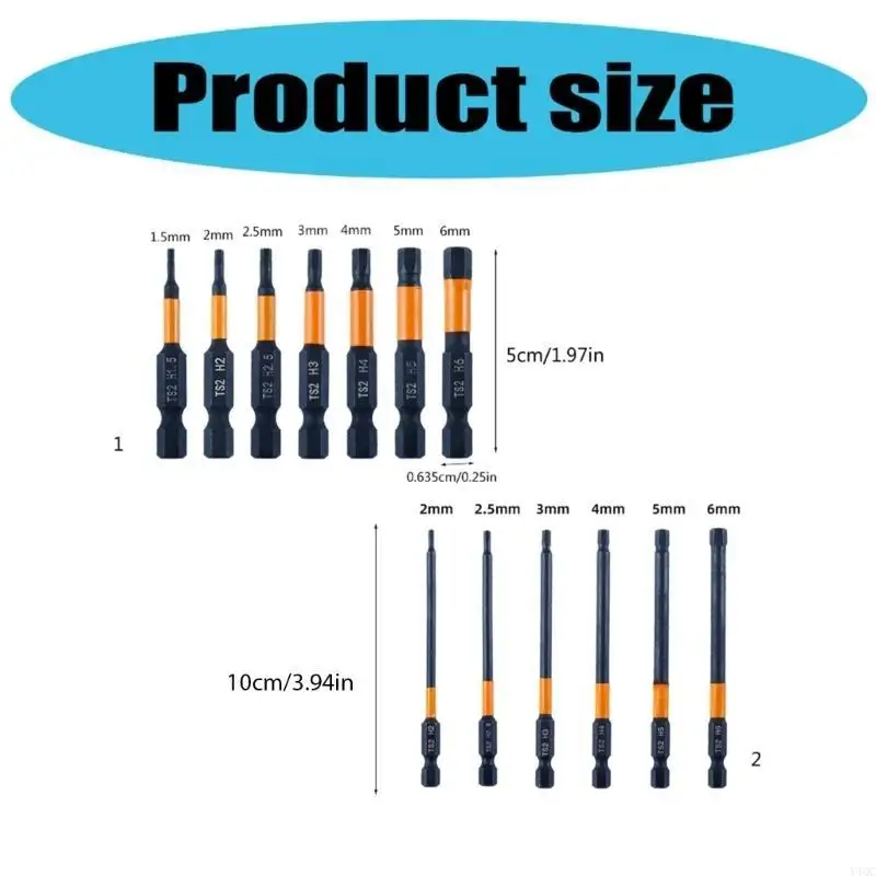 6/7pcs 50/100mm Impacto Head Allen Wrench Bit Bit Bit