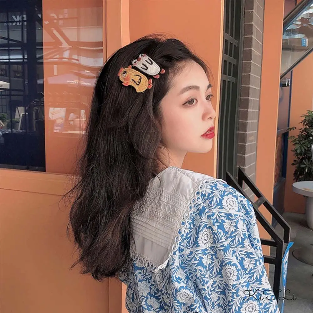 달콤한 귀여운 가을 겨울 선물 머리 장식 한국 스타일 어린이 헤어 클립 니트 헤어 그립 소녀 헤어 홀더 어린이 모직 머리핀