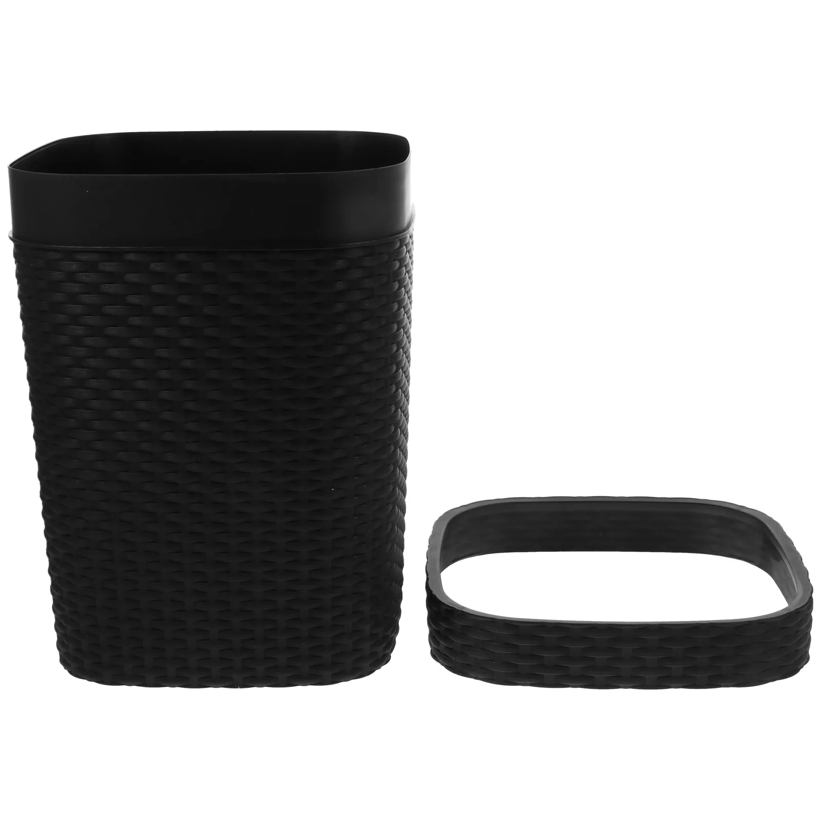 

Plastic Home Office Trash Can Woven Texture Premium Material Large Capacity Simple Style Non Slip Stable Base for Kitchen Living