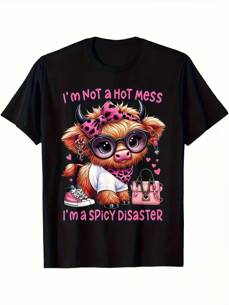 

[Spicy Disaster Highland Cow] Funny Highland Cow Spicy Disaster T-Shirt - Cotton