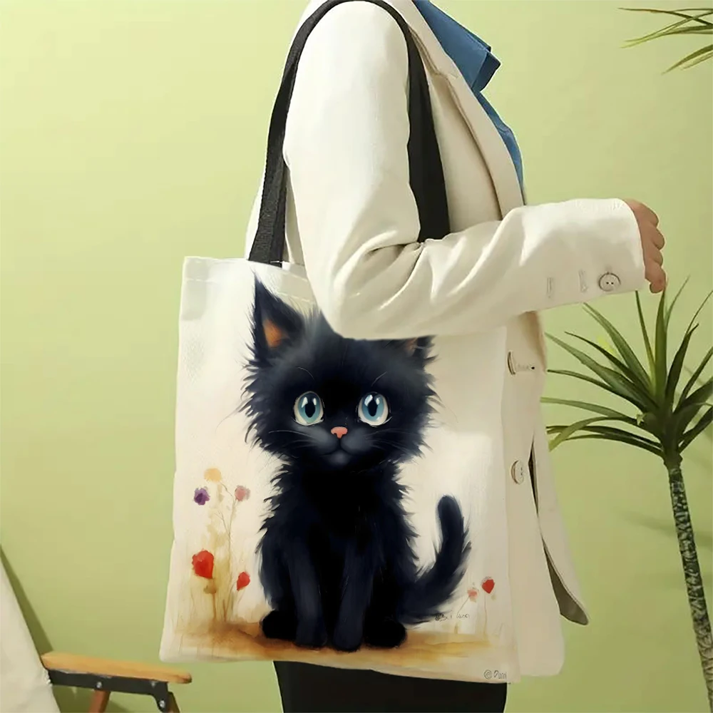 1 Stück süße Cartoon-Katze-Umhängetaschen, lustiges Tier, die Sternennacht, Umhängetaschen, lässige modische Tasche, multifunktionale Handtasche – Detail 5