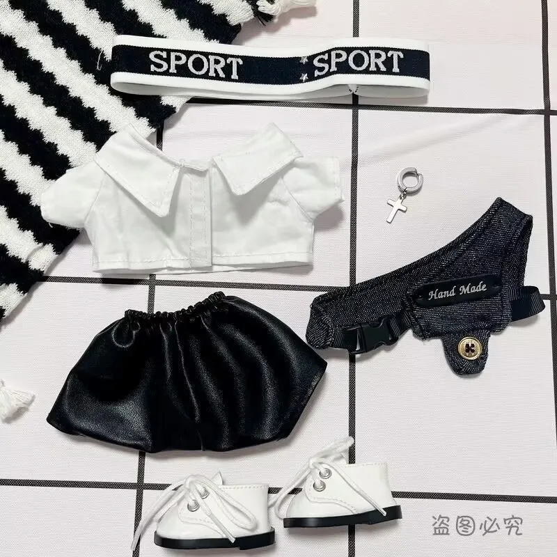 ملابس دمى قطنية 20 سم، نمط صديق رائع وسيم، مجموعة ربطة شعر وسترة، تمثال دمية، باستثناء الدمية