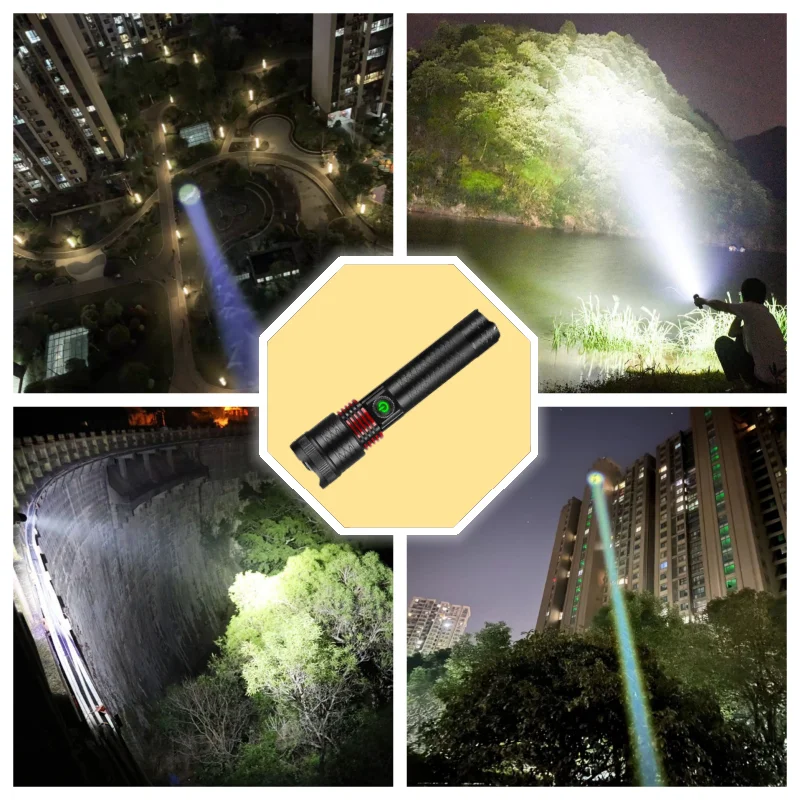 NEWEST 9000LM Rechargeable LED Flashlights White Laser Lamp Beads 2000m Super Bright Flashlight Powerful Lantern Camping Torch