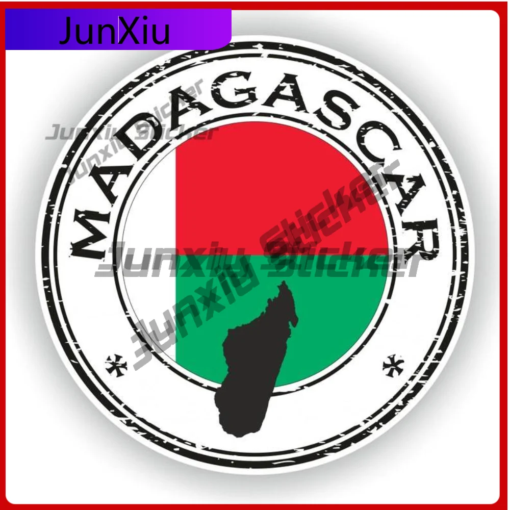

Madagascar Seal Sticker With Seal Emblem Round Flag Decals Sun Resistant Designed For Phone Pickup Motocross For Vehicle