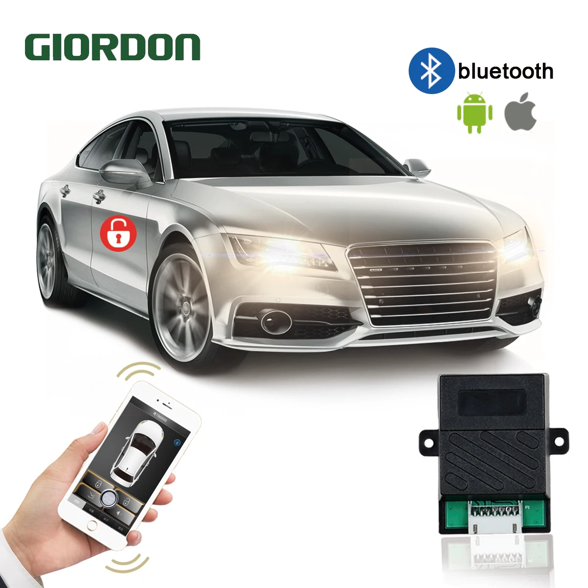 GIORDON Universal keyless entry Control the car by mobile phone With Remote Start And bluetooth control Close to the lock/leave