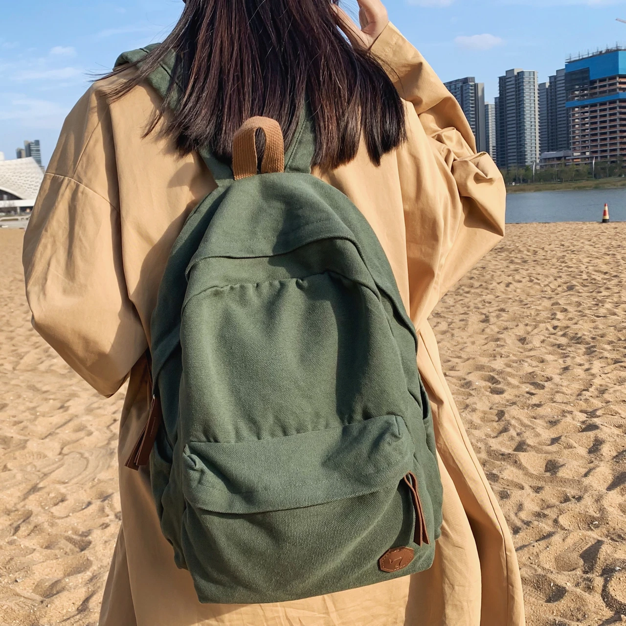 Solid Black Canvas Backpacks 100% Cotton School Bags Large Capacity Cloth Leisure Or Travel Bags Simple Korea Style Satchels