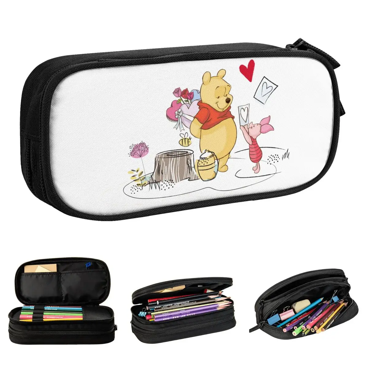 Winnie The Pooh & Piglet Sweet Like Honey Baby Pencil Cases Creative Pen Holder Bags for Student Storage School Supplies Gifts