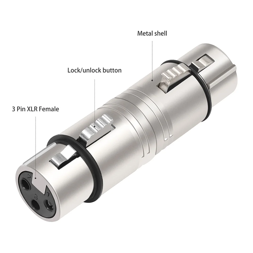 Adattatore linea microfono XLR da 3 pin a 3 pin Adattatore XLR Convertitore estensione canna microfono per mixer stereo microfono