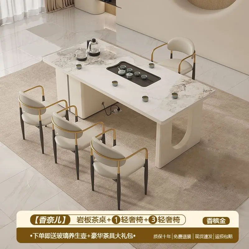 Rock slab tea table, tea table, tea making integrated marble coffee table office, company, large slab
