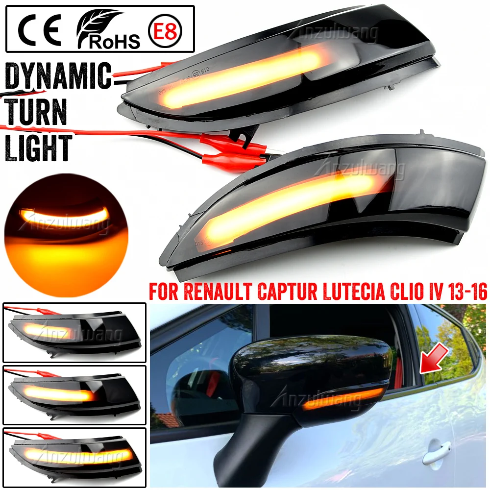 

Для Renault Clio IV MK4 Captur J87 динамический светодиодный указатель поворота, индикатор бокового зеркала, прямая замена оригинального OEM