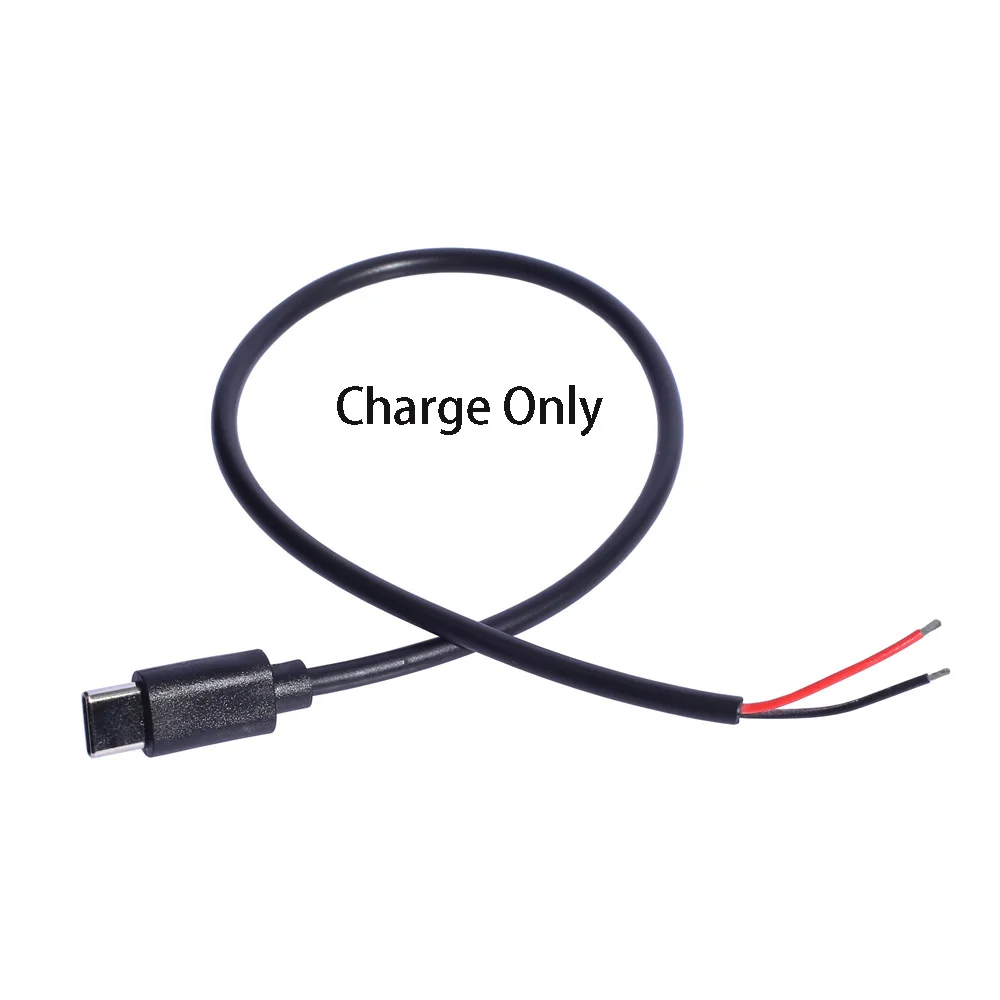 USB C Charging Cable 5V 3A 15W 24AWG Single Type C to 2 Core Bare Wire Open End Cord DIY Install Phone Tablet USB C Connector