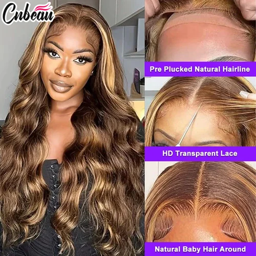 Imagen 2 del producto Resaltar pelucas frontales de encaje 13x4 13x6 Hd 30 pelucas de colores de 32 pulgadas peluca ondulada del cuerpo peluca con malla Frontal ombré cabello humano para mujeres negras