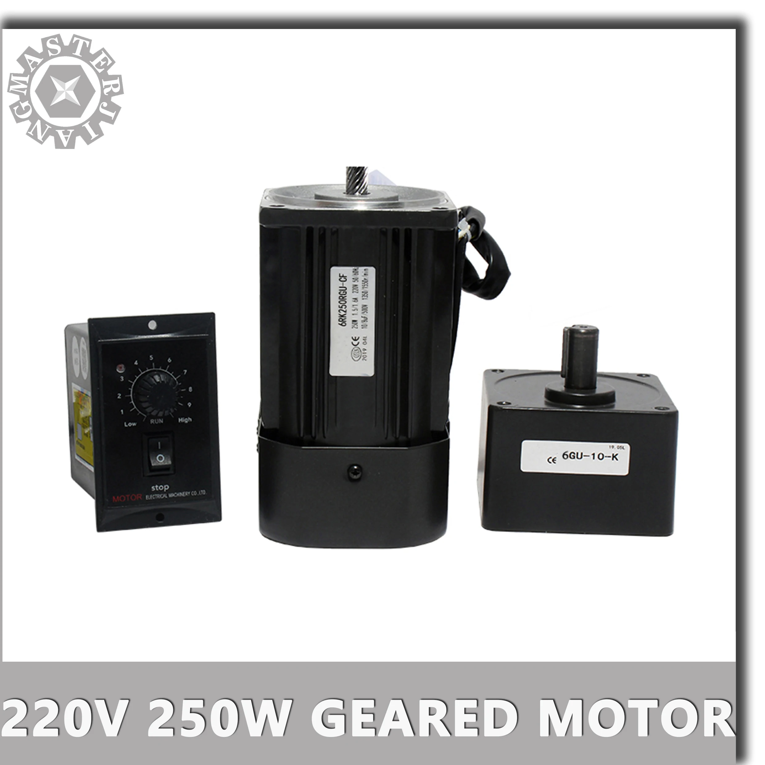 6RK250GU-CF 450-2.7RPM 220V 250W AC Reversible Gear Variable Speed Motor 1:3-1:250 6GU AC Gear Reducer Geared Motor