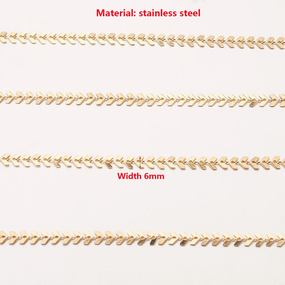 1M 6mm Gold-Plate Stainless Steel Cable Chains Bulk Arrow Aircraft Chain for Anklet Necklace Bracelet Jewelry Making Supplies